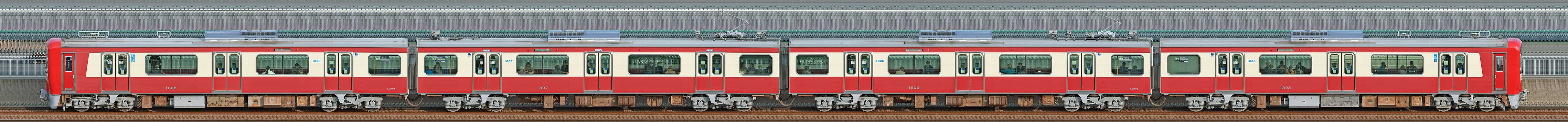 京急電鉄 新1000形（15次車）1805編成（山側）の編成サイドビュー