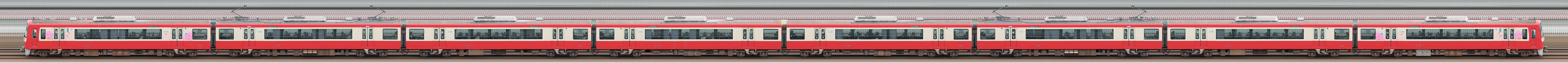 京急電鉄2100形(3次車)2149編成「河津桜ラッピング列車」(山側)の編成サイドビュー
