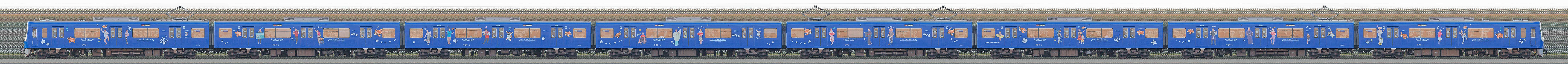 京急電鉄 600形（3次車）606編成「京急ブルースカイトレイン ヨロン号」（海側）の編成サイドビュー