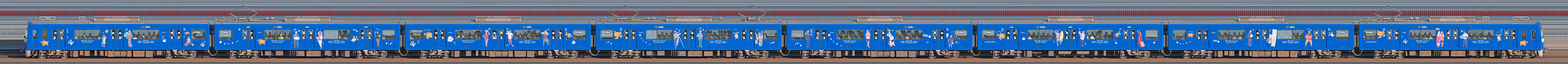 京急電鉄 600形（3次車）606編成「京急ブルースカイトレイン ヨロン号」（山側）の編成サイドビュー
