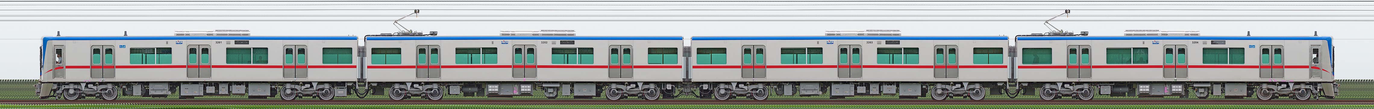 京成3200形3204編成（山側）の編成サイドビュー