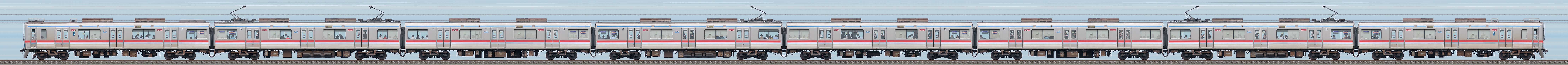 京成3700形（7次車）3848編成（海側）の編成サイドビュー