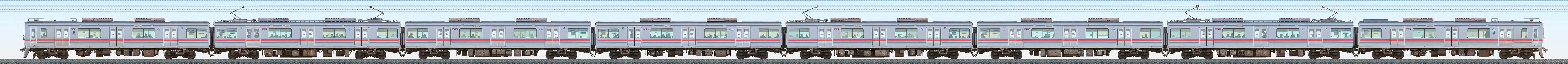 京成3700形（8次車）3858編成（山側）の編成サイドビュー