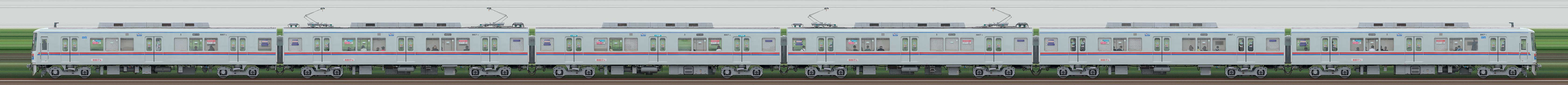 京成8800形8807編成(海側)の編成サイドビュー