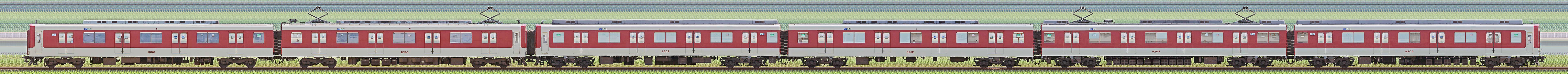 近鉄1253系VC56・1256編成+9200系FC52・9204編成(南側)の編成サイドビュー
