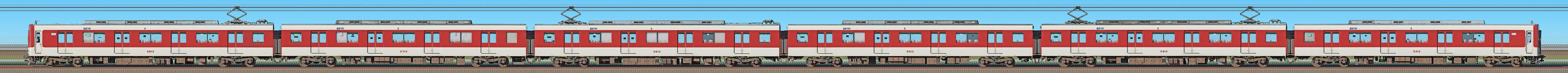 近鉄5800系「L/Cカー」DF13・5813編成（北側）の編成サイドビュー