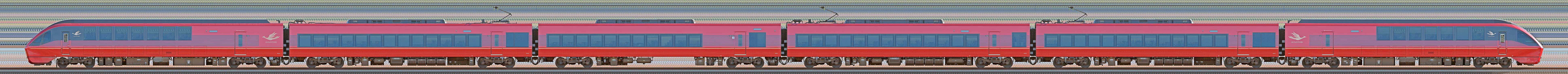 近鉄80000系「ひのとり」HV04・80104編成（海側）の編成サイドビュー