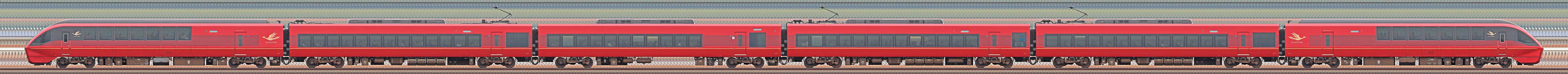 近鉄80000系「ひのとり」HV14・80114編成（海側）の編成サイドビュー