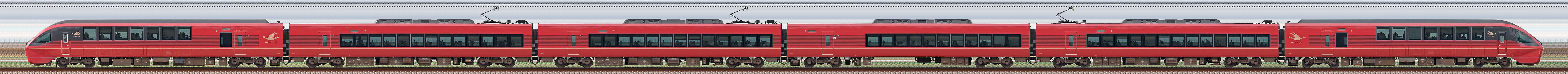 近鉄80000系「ひのとり」HV04・80104編成（山側）の編成サイドビュー