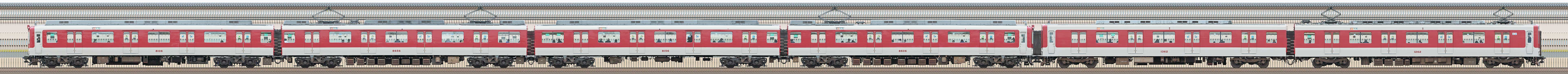 近鉄8600系X56・8606編成＋1252系VE62・1262編成（山側）の編成サイドビュー