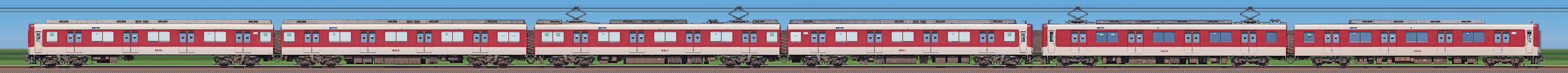 近畿日本鉄道8810系FC11・8811編成＋1254系VC54・1254編成（北側）	の編成サイドビュー