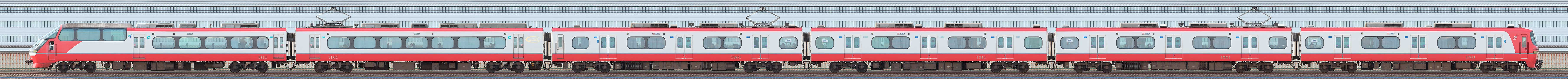 名鉄1200系「パノラマsuper」1111編成(山側)の編成サイドビュー