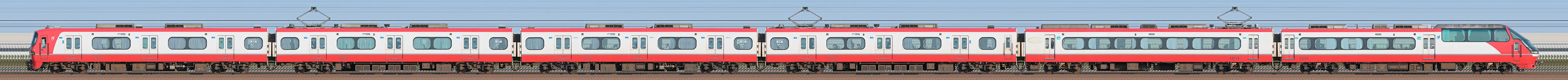 名鉄1200系「パノラマsuper」1111編成(海側)の編成サイドビュー