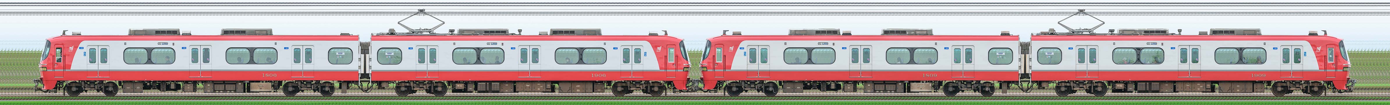 名鉄1800系1806編成＋1809編成（山側）の編成サイドビュー