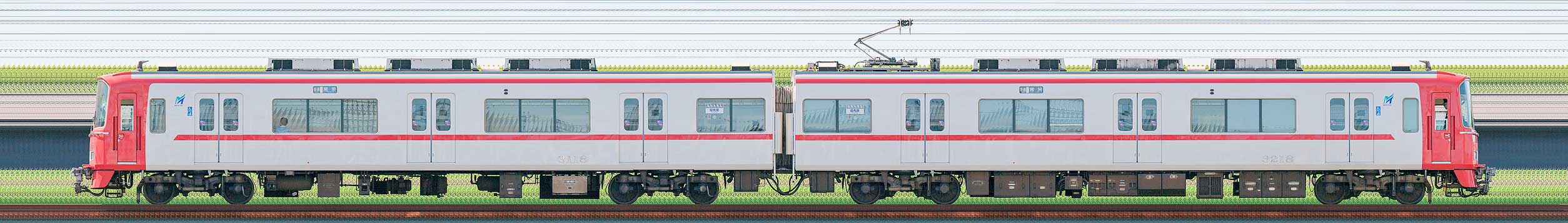 名鉄3100系(2次車)3118編成(山側)の編成サイドビュー