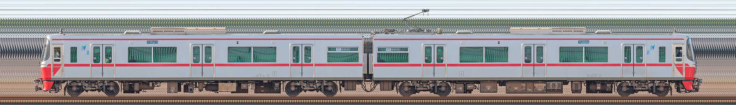 名鉄3150系(2次車)3157編成(山側)の編成サイドビュー