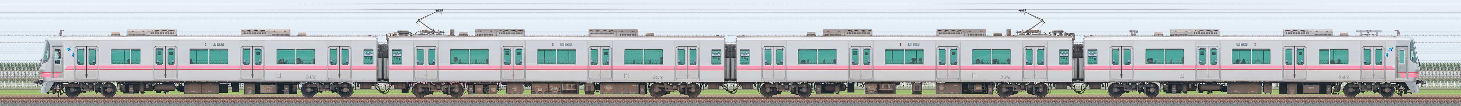 名鉄300系317編成(山側)の編成サイドビュー
