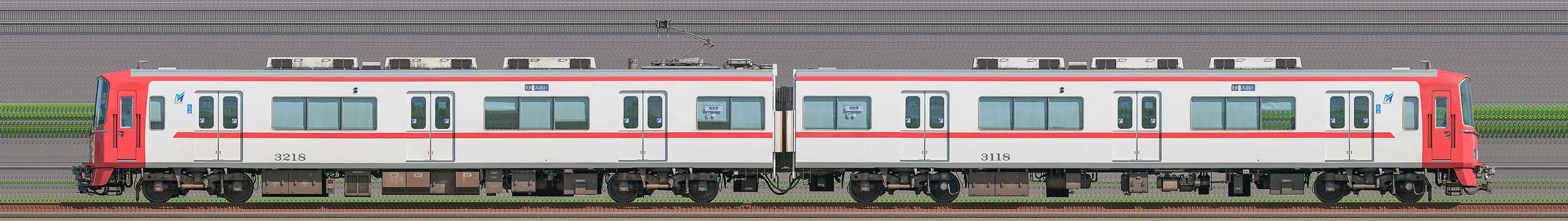 名鉄3100系(2次車)3118編成(海側)の編成サイドビュー