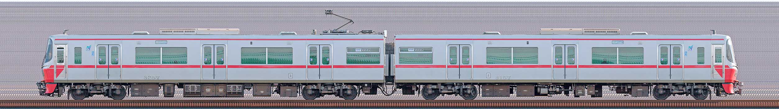 名鉄3150系(2次車)3157編成(海側)の編成サイドビュー
