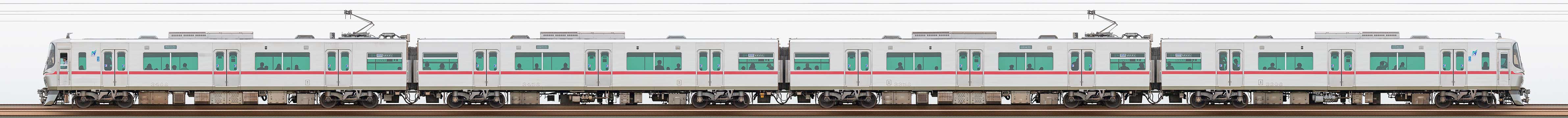 名鉄3300系(3次車)3306編成(海側)の編成サイドビュー