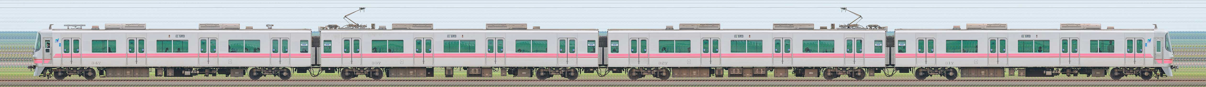 名鉄300系317編成（海側）の編成サイドビュー