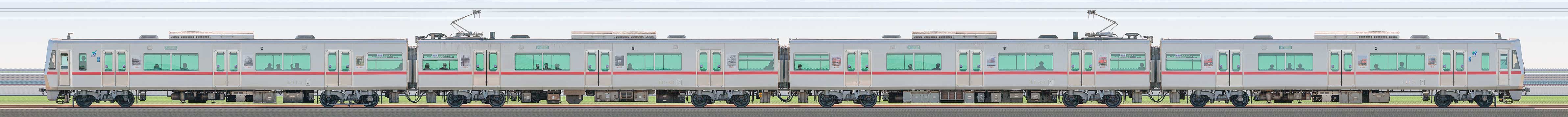 名鉄4000系4013編成「名鉄瀬戸線120周年記念トレイン」(山側)の編成サイドビュー