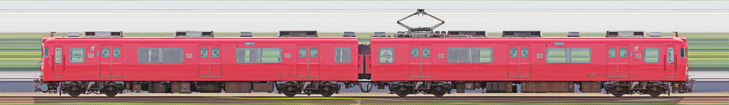 名鉄6000系（3次車）6012編成（山側）の編成サイドビュー