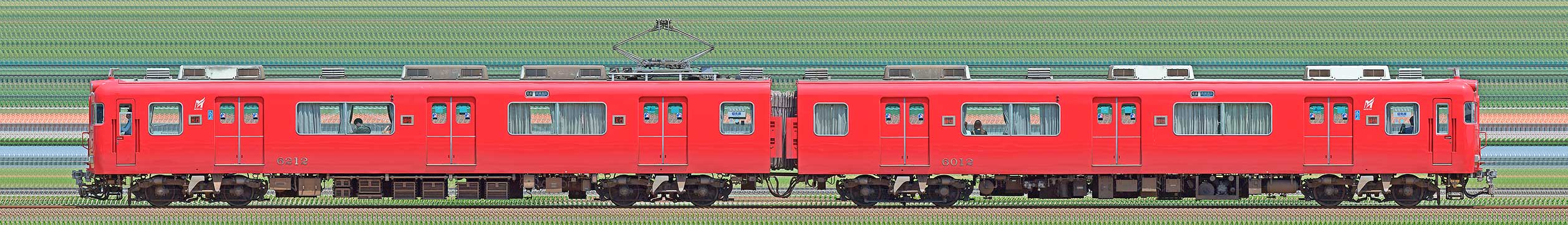 名鉄6000系（3次車）6012編成（海側）の編成サイドビュー