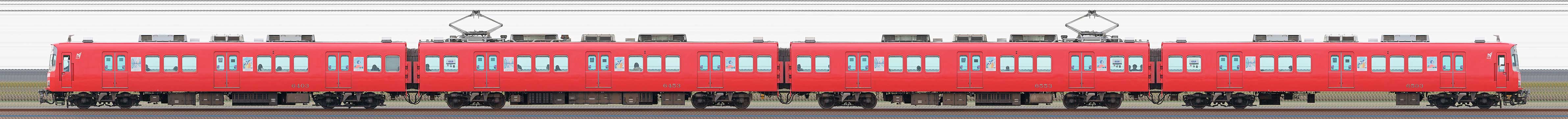 名鉄6500系（1次車）6503編成（山側）の編成サイドビュー