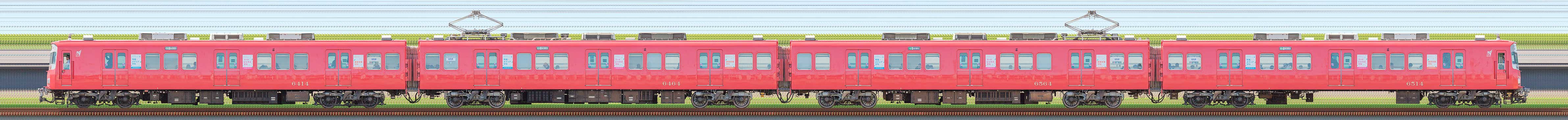 名鉄6500系(4次車)6514編成(山側)の編成サイドビュー