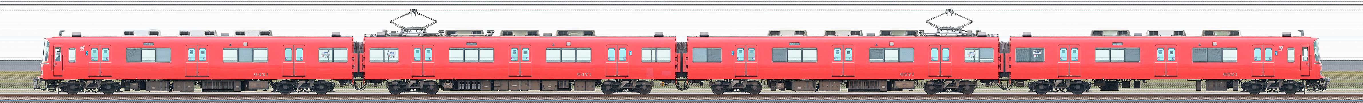 名鉄6500系（7次車・内装更新車）6521編成（山側）の編成サイドビュー