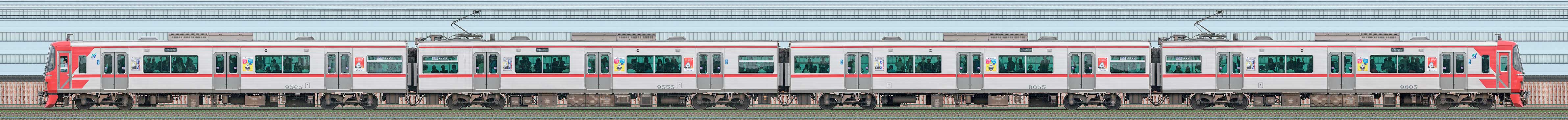 名鉄9500系(2次車)9505編成(山側)の編成サイドビュー