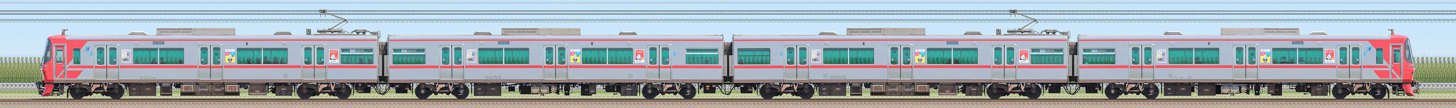 名鉄9500系(2次車)9505編成(海側)の編成サイドビュー