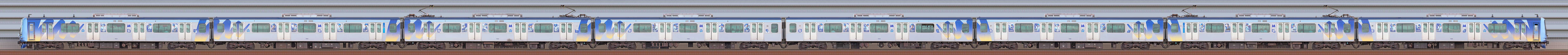 横浜高速鉄道Y500系Y515編成「YOKOHAMA DeNA BAYSTARS TRAIN 2023」（山側）の編成サイドビュー