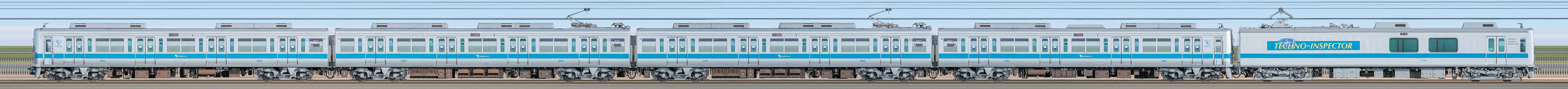 小田急1000形1051×4+クヤ31「テクノインスペクター」(山側)の編成サイドビュー