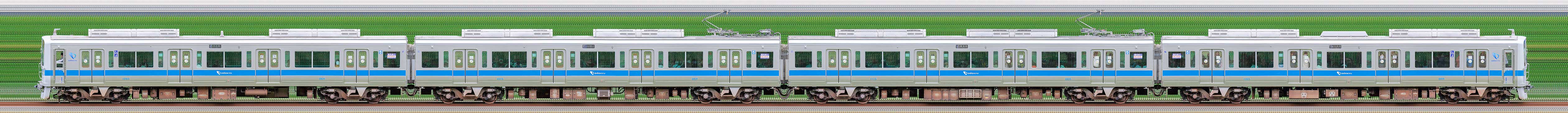 小田急1000形1065×4ワンマン運転対応車（山側）の編成サイドビュー