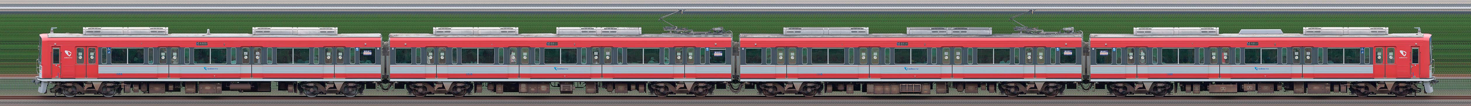 小田急電鉄1000形1066×4「アレグラ号」カラー（山側）の編成サイドビュー