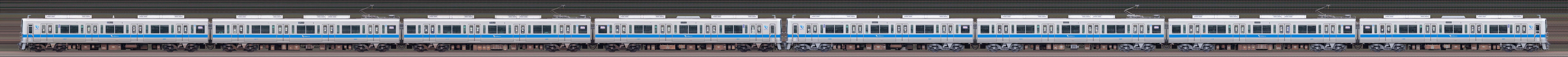 小田急1000形1067×4+1069×4(リニューアル車・山側)の編成サイドビュー