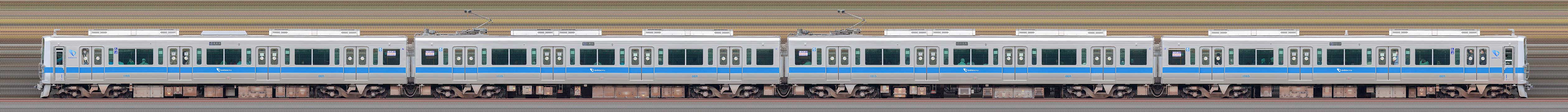 小田急1000形1065×4ワンマン運転対応車（海側）の編成サイドビュー
