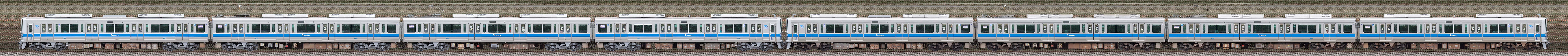 小田急1000形1069×4+1067×4(リニューアル車・海側)の編成サイドビュー