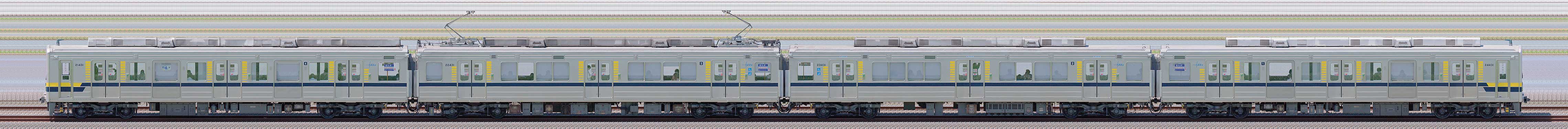 東武20400型21431編成（海側）の編成サイドビュー