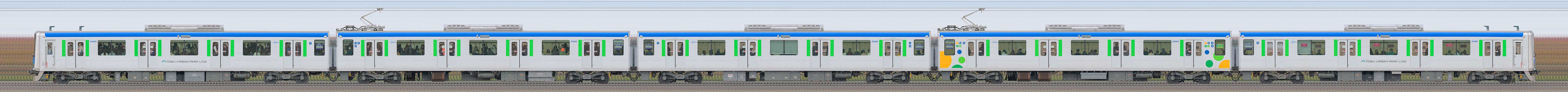東武60000系リニューアル車61502編成（山側）の編成サイドビュー