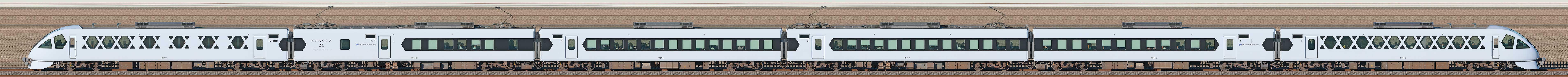 東武N100系「スペーシアX」N101編成 ブルーリボン賞受賞記念ロゴ（海側）の編成サイドビュー