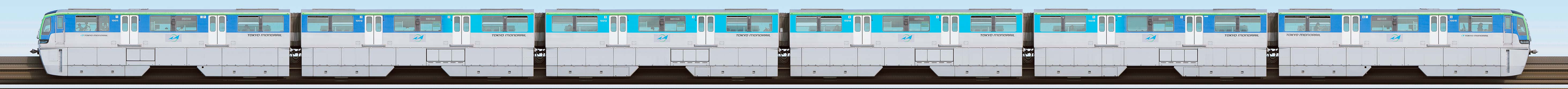 東京モノレール10000形10011編成（山側）の編成サイドビュー
