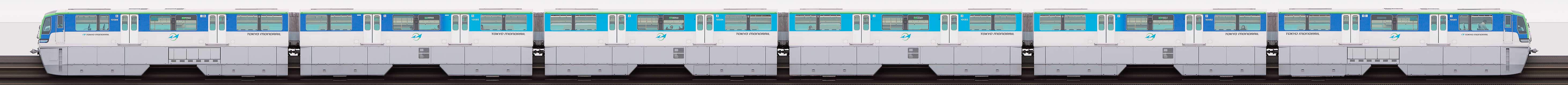 東京モノレール10000形10081編成（海側）の編成サイドビュー