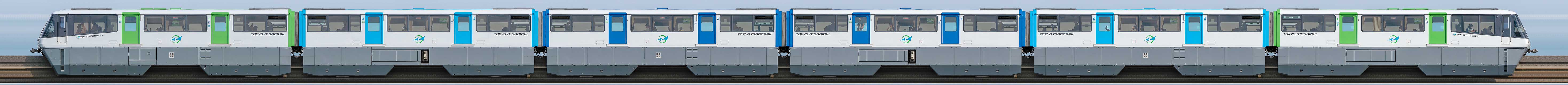東京モノレール1000形1061編成（リニューアル車・山側）の編成サイドビュー