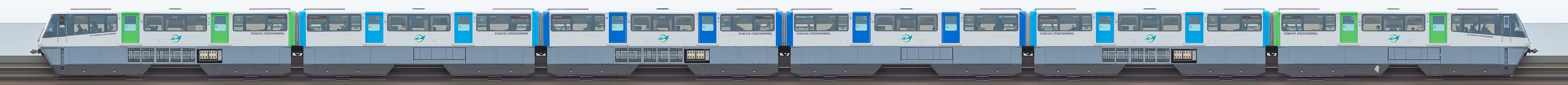東京モノレール1000形1061編成（リニューアル車・海側）の編成サイドビュー