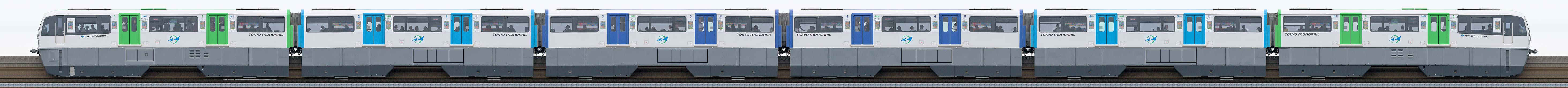 東京モノレール2000形2031編成「ヘラルボニー」ラッピング(山側)の編成サイドビュー