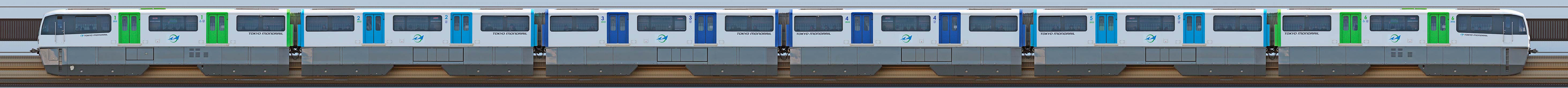 東京モノレール2000形2031編成（山側）の編成サイドビュー