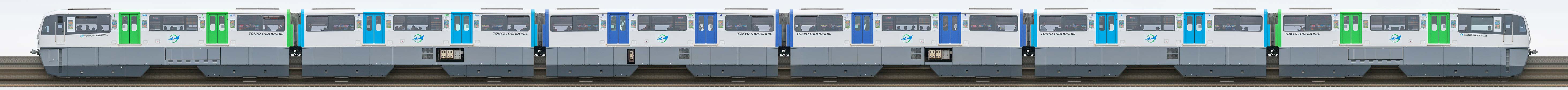 東京モノレール2000形2031編成「ヘラルボニー」ラッピング(海側)の編成サイドビュー